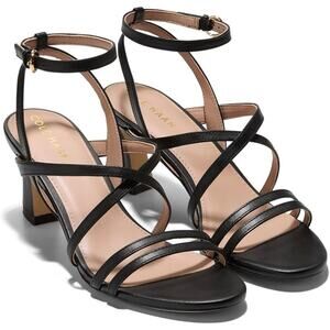 NWT Cole Haan Women's Addie Strappy Sandals Heeled, Black Leather-Size10